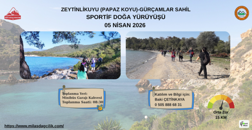 ZEYTİNLİKUYU (PAPAZ KOYU)-GÜRÇAMLAR SAHİL SPORTİF DOĞA YÜRÜYÜŞÜ