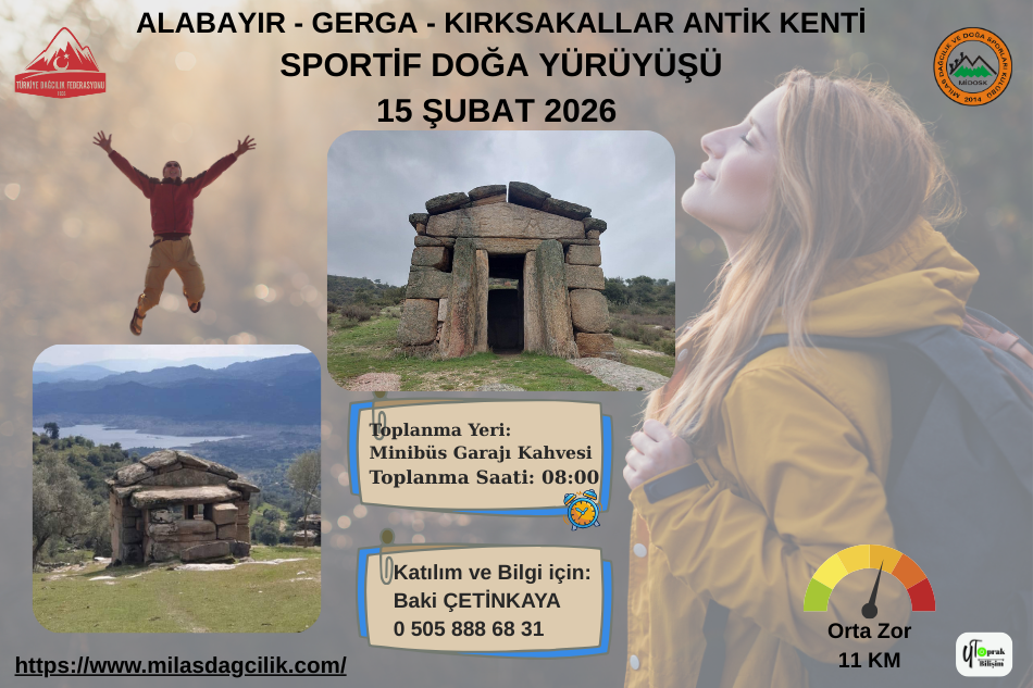 ALABAYIR - GERGA - KIRKSAKALLAR ANTİK KENTİ SPORTİF DOĞA YÜRÜYÜŞÜ