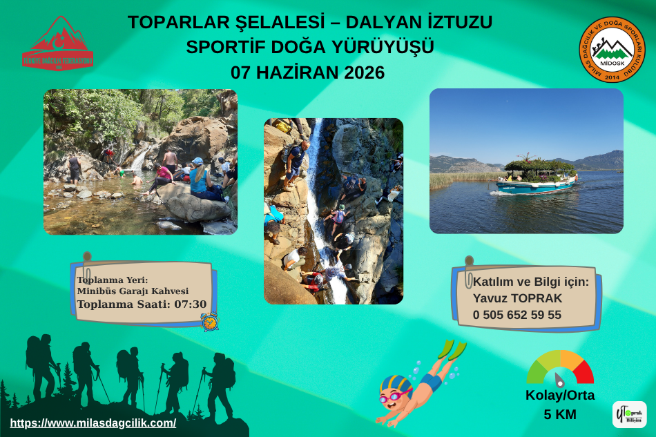 TOPARLAR ŞELALESİ – DALYAN İZTUZU SPORTİF DOĞA YÜRÜYÜŞÜ